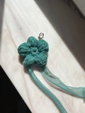 Flower bag charm - aqua