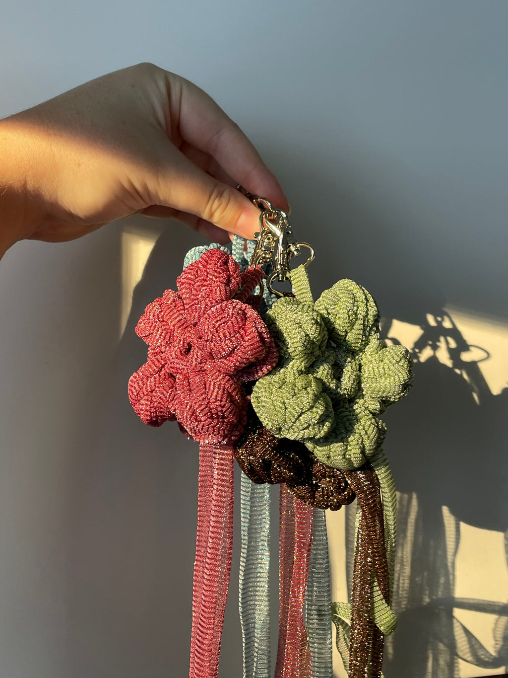 Flower bag charm - Pink