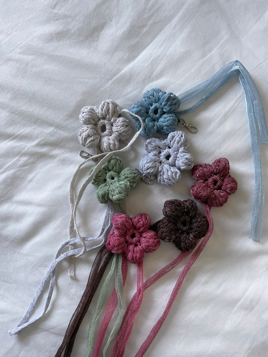 Flower bag charm - green
