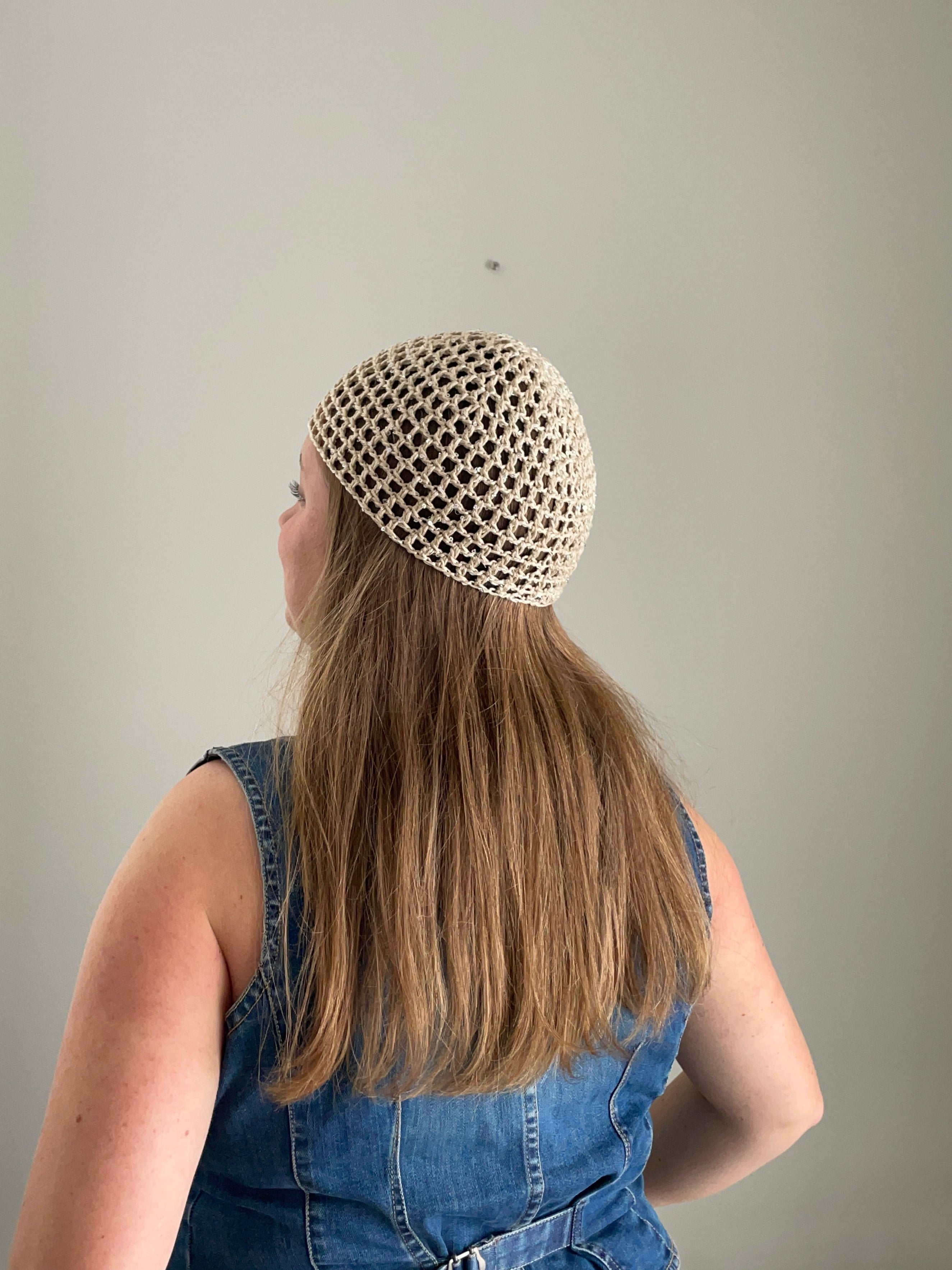 Glitter mesh hat - Beige