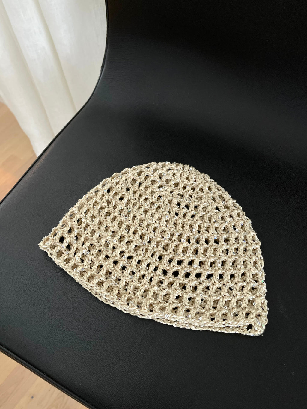Glitter mesh hat - Beige