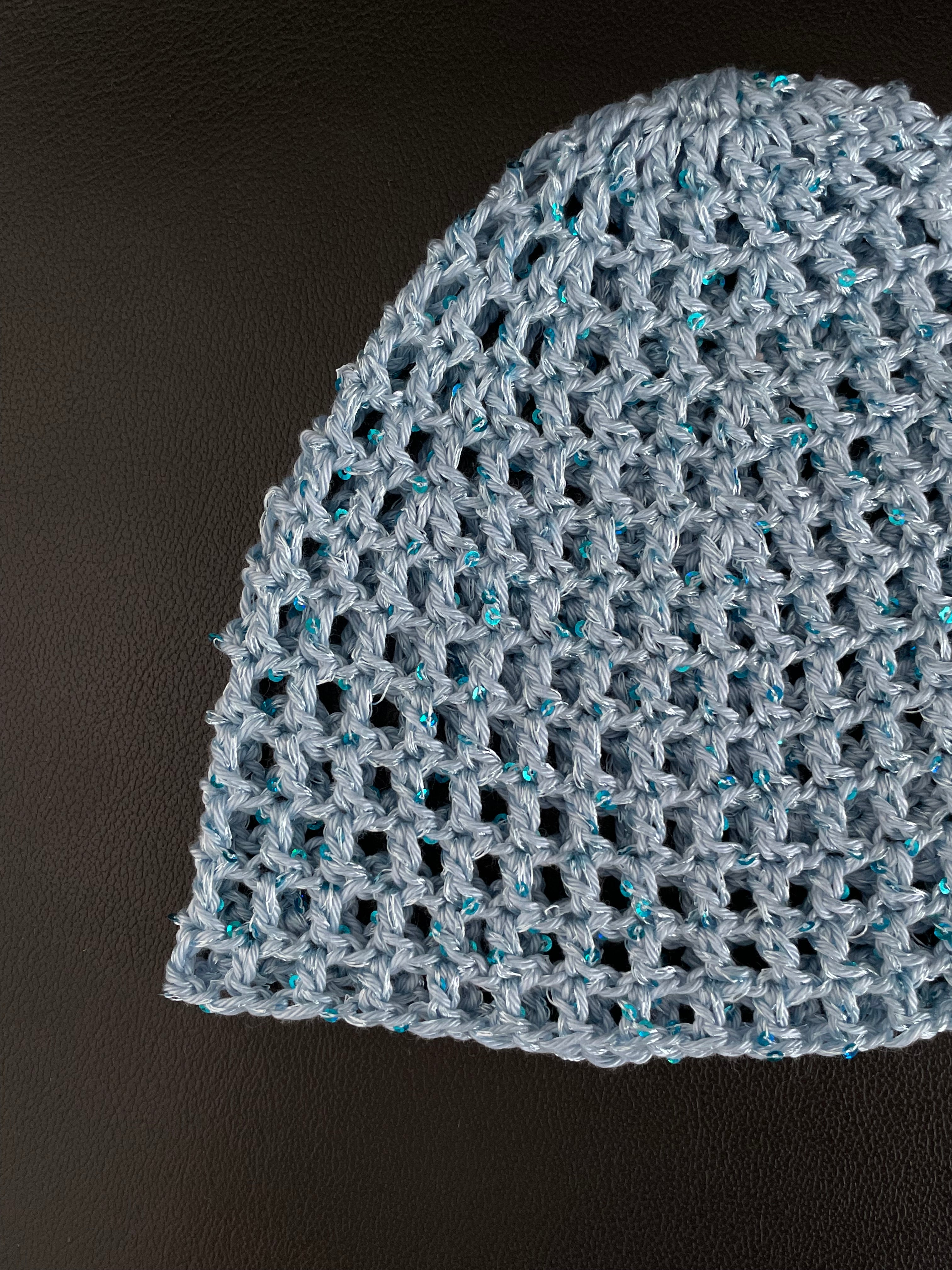 Glitter mesh hat - Ljusblå
