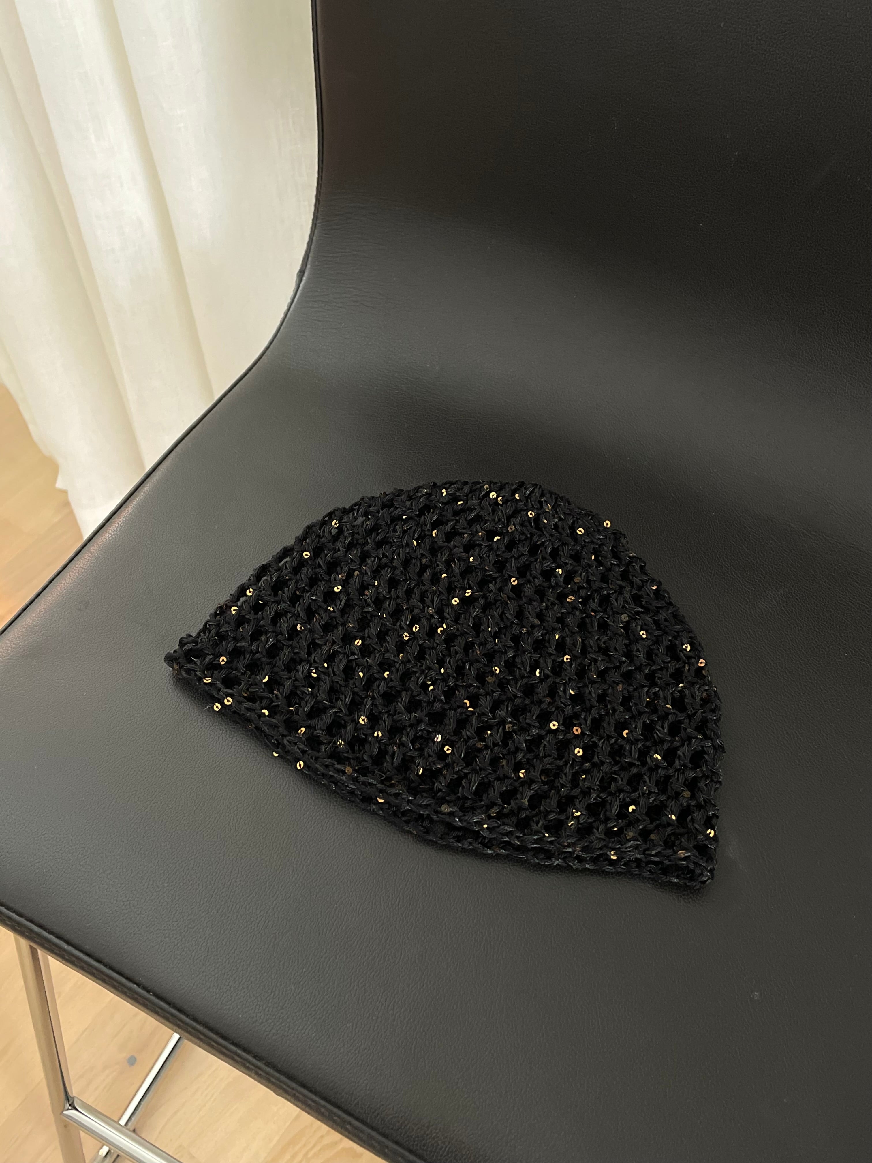 Glitter mesh hat - Svart