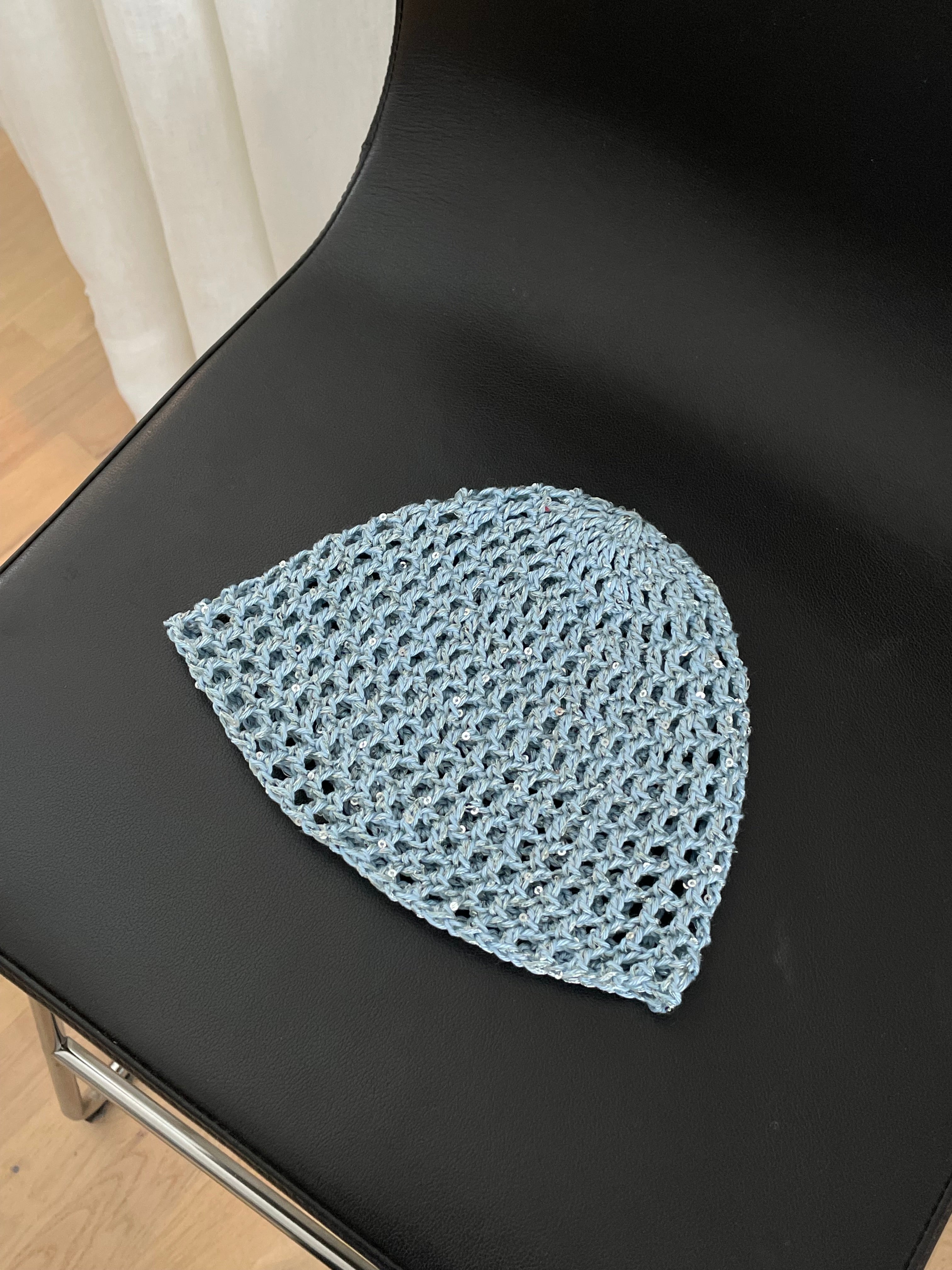 Glitter mesh hat - Silverblå