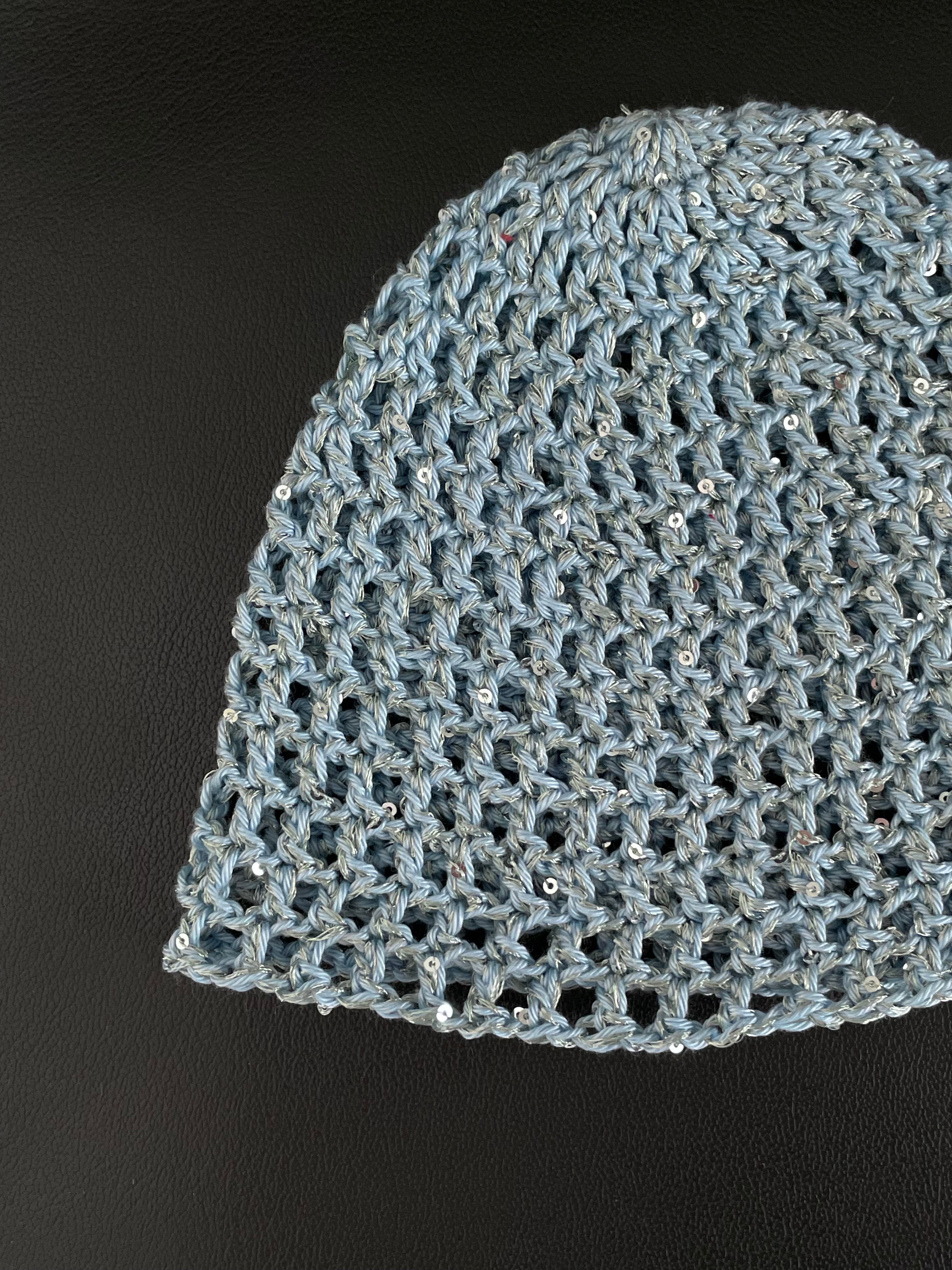 Glitter mesh hat - Silverblå