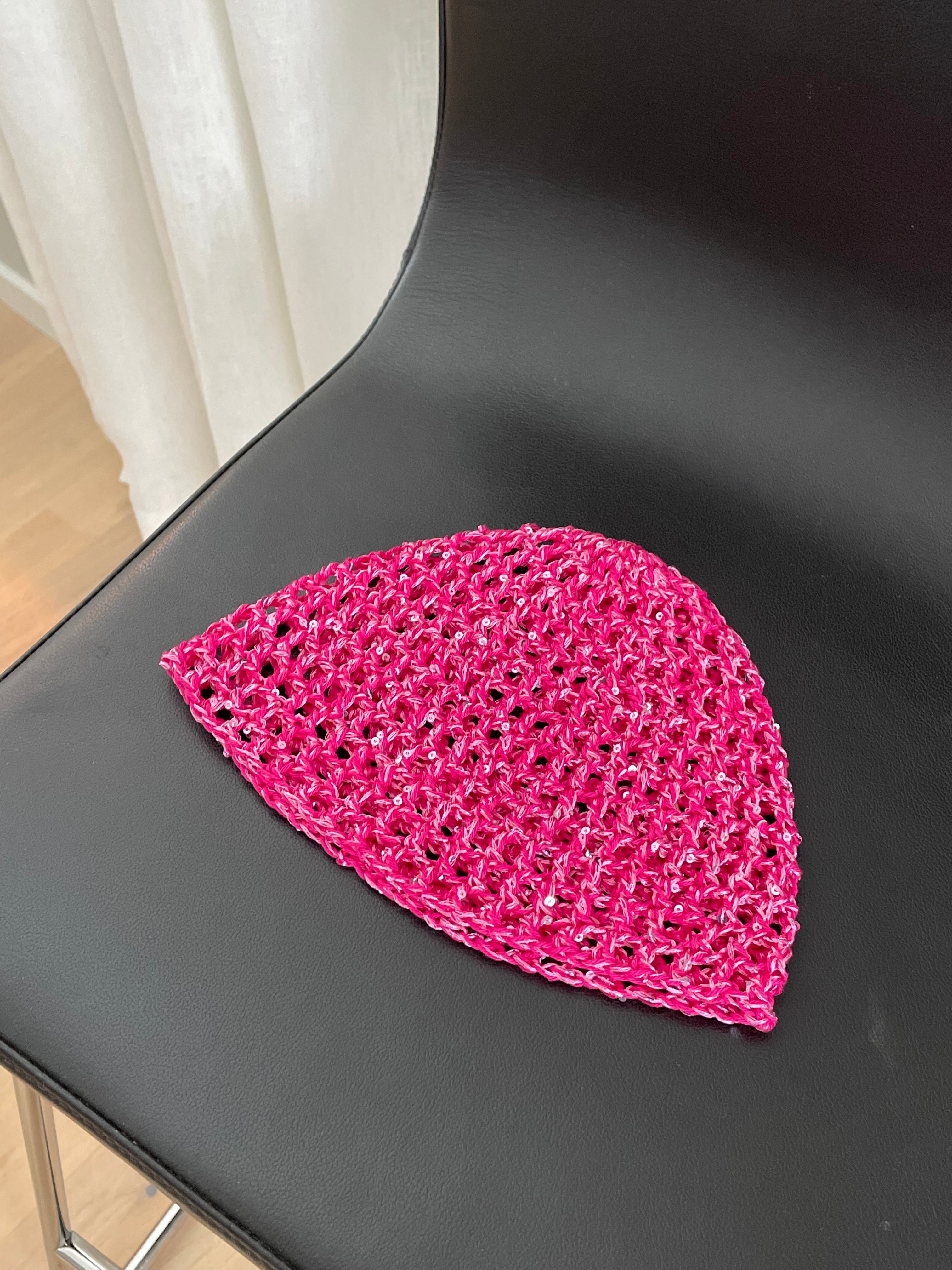 Glitter mesh hat - Cerise