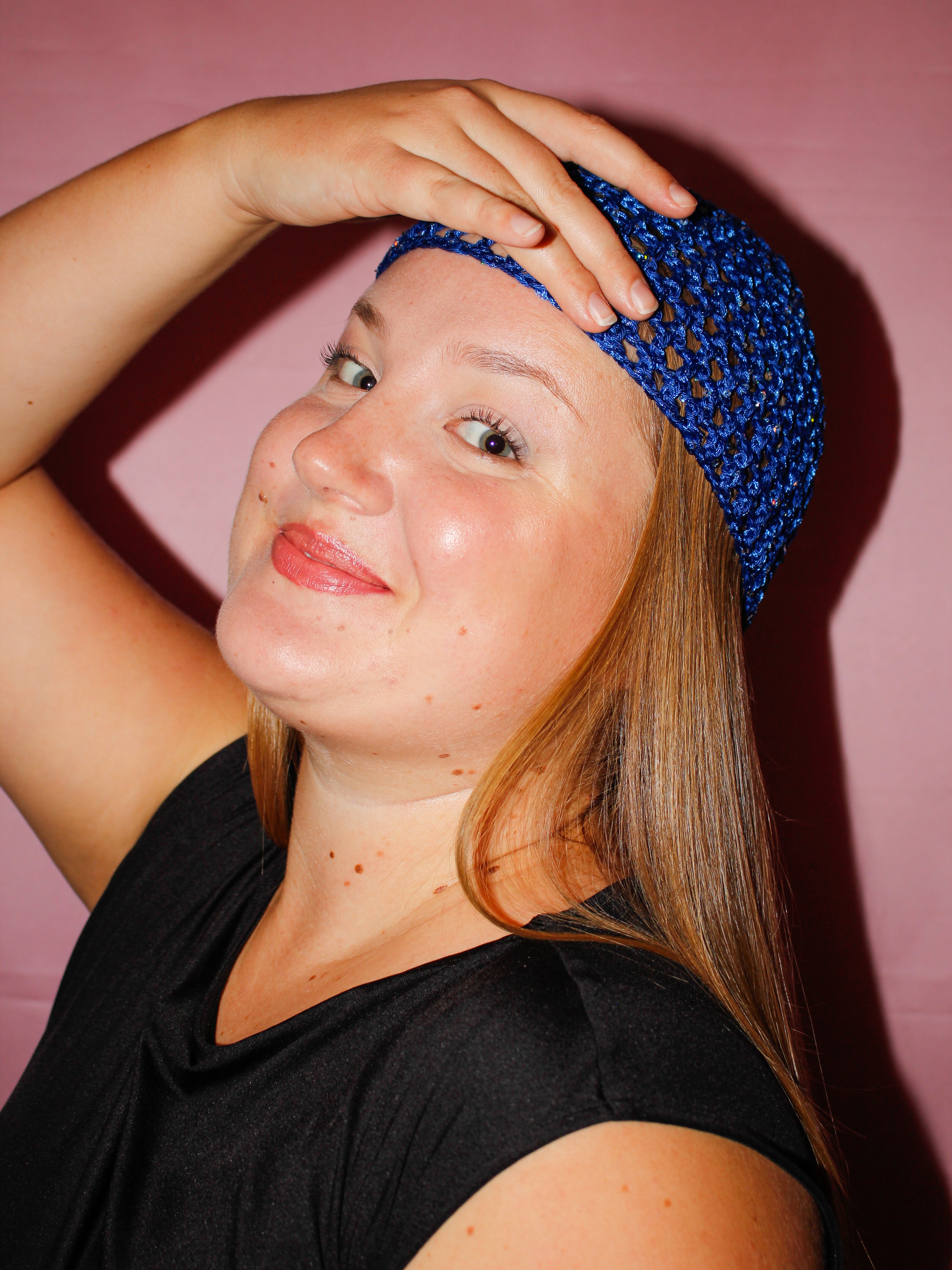 Glitter mesh hat - Koboltblå