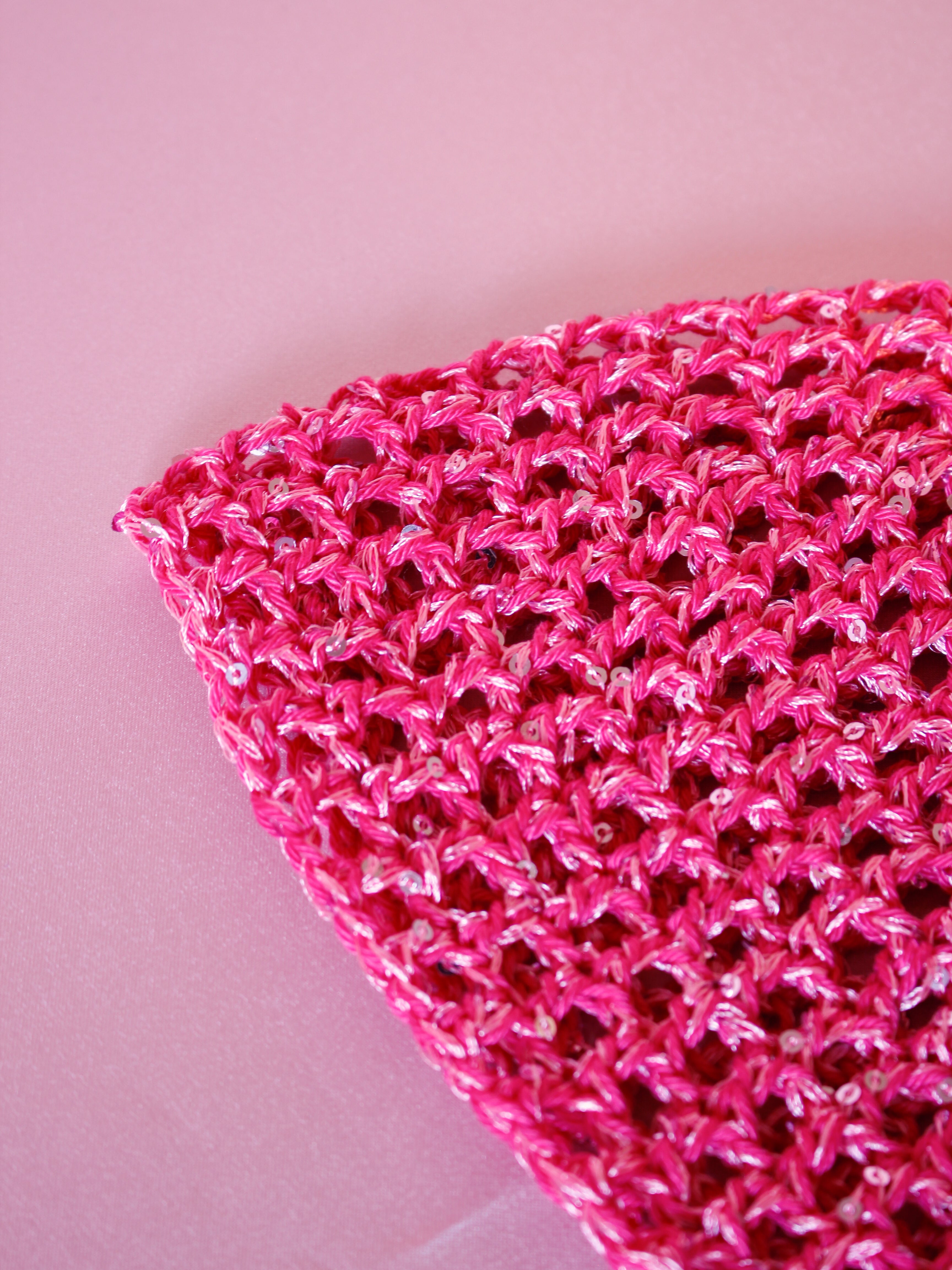 Glitter mesh hat - Cerise