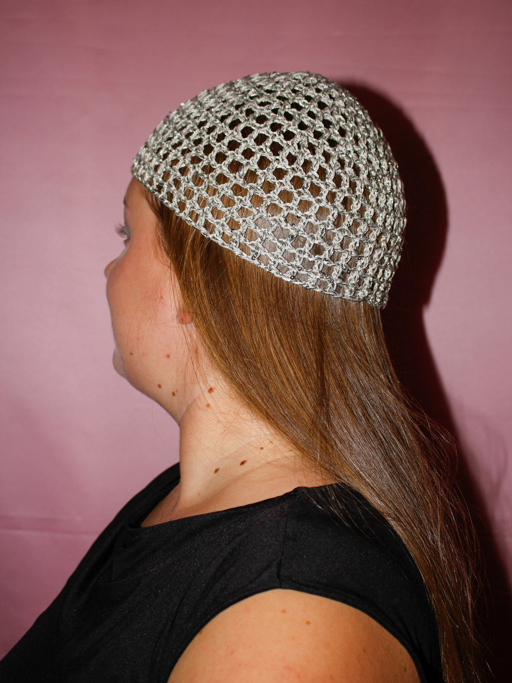Glitter mesh hat - Silver