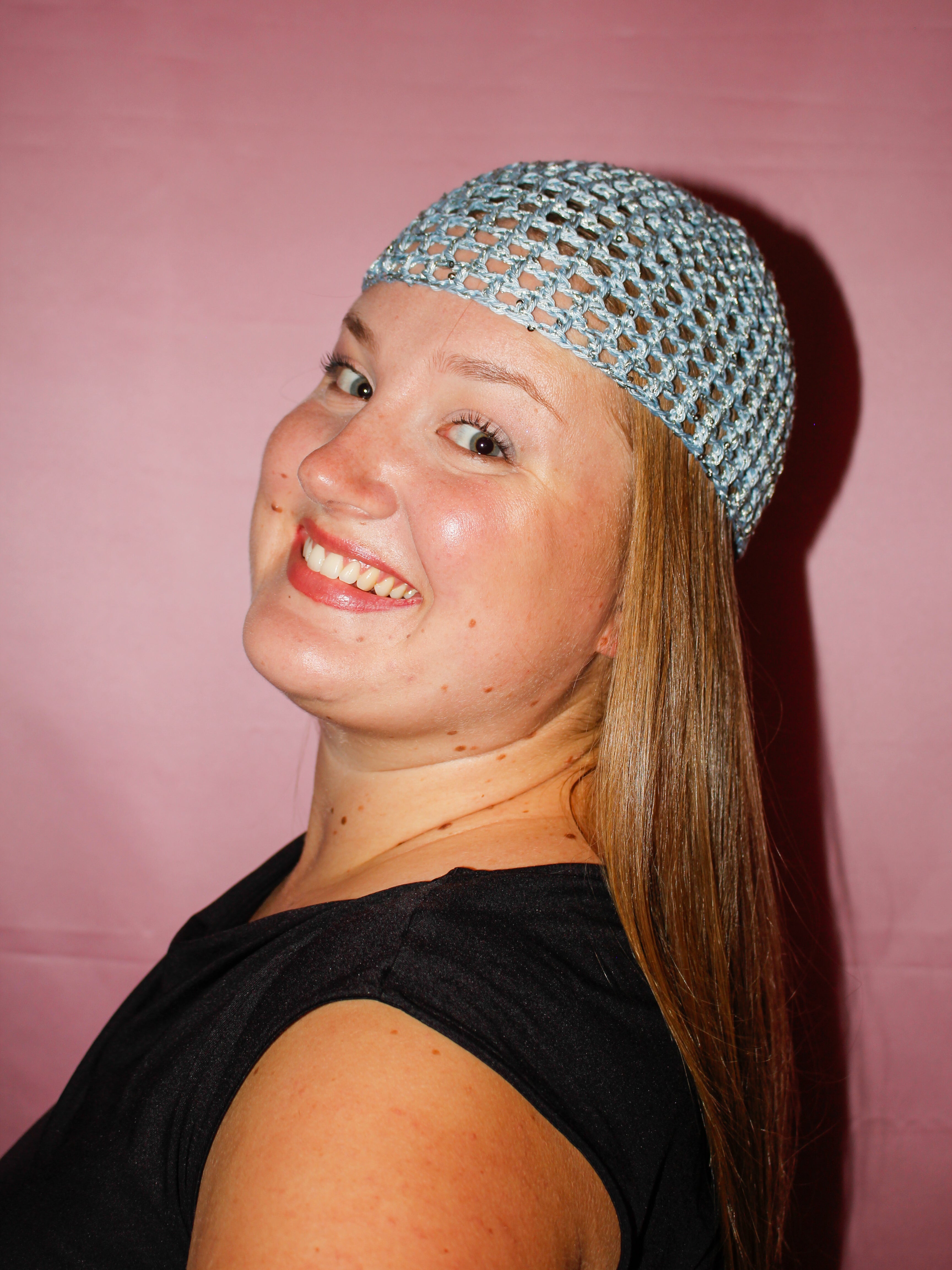 Glitter mesh hat - Silverblå