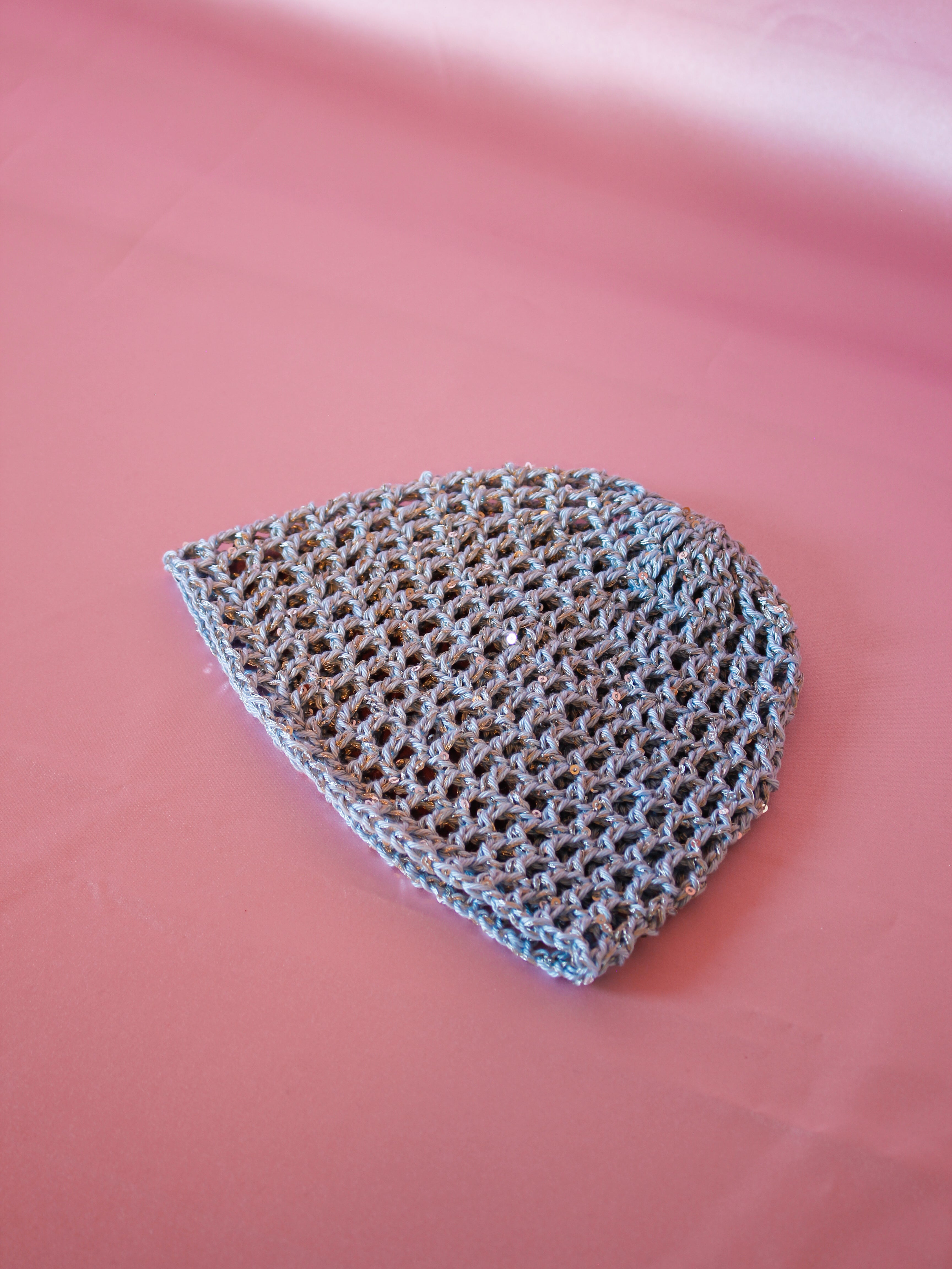 Glitter mesh hat - Silverblå