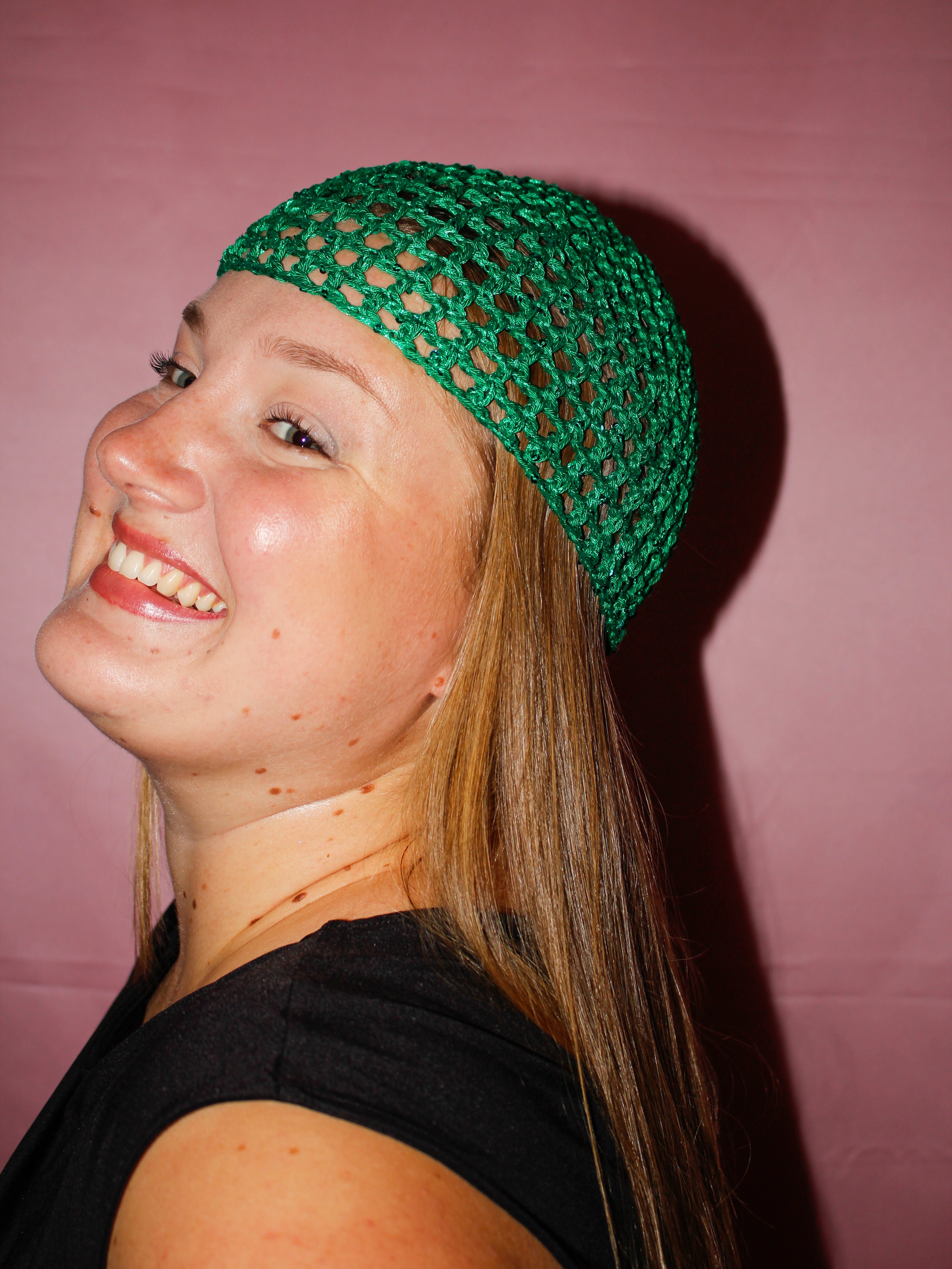 Glitter mesh hat - Grön