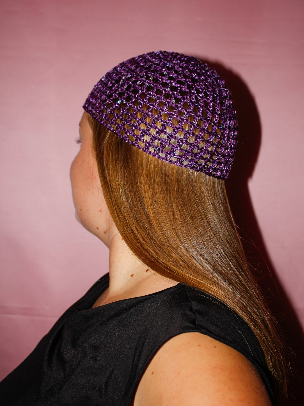 Glitter mesh hat - Lila