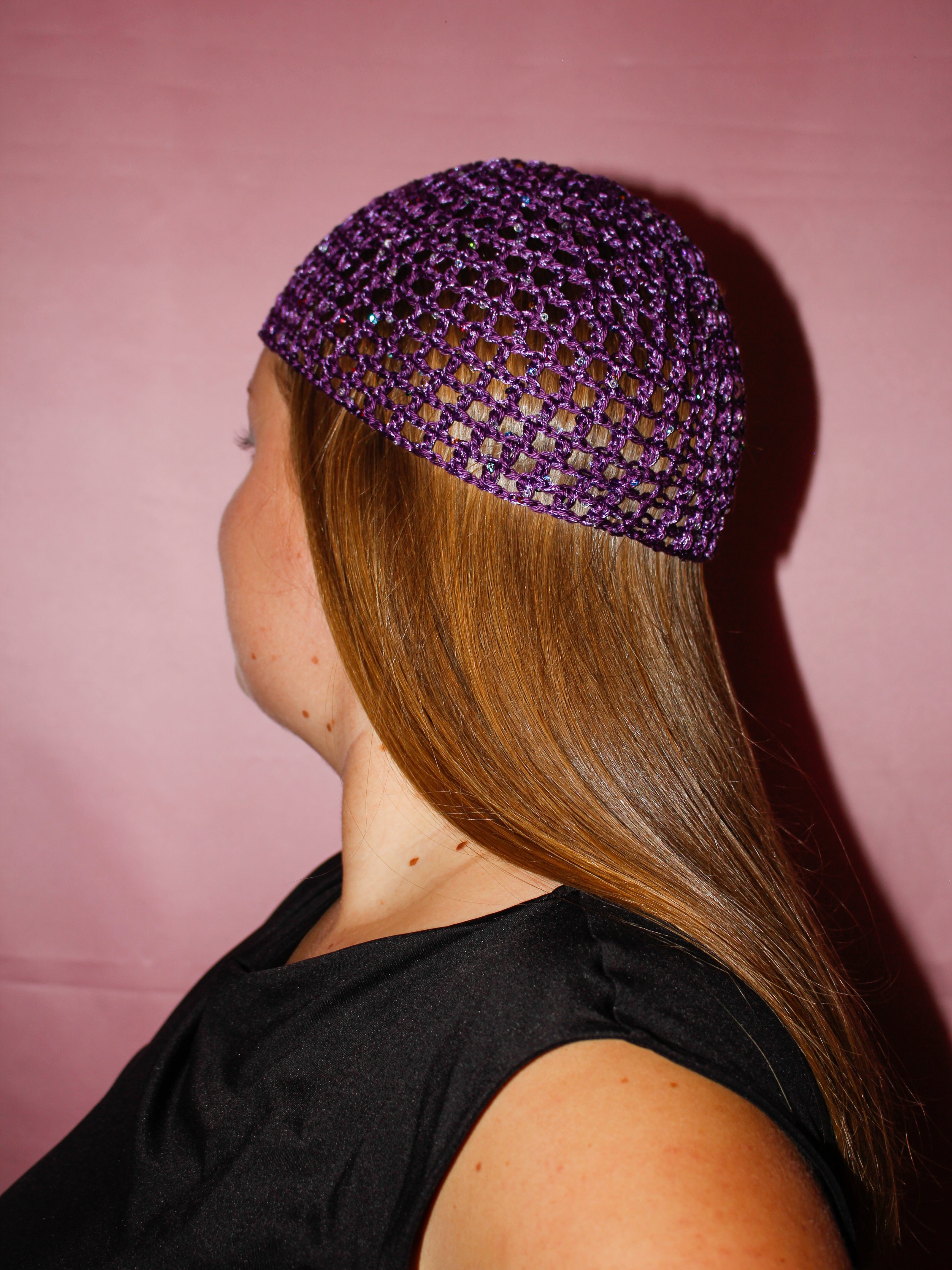 Glitter mesh hat - Lila