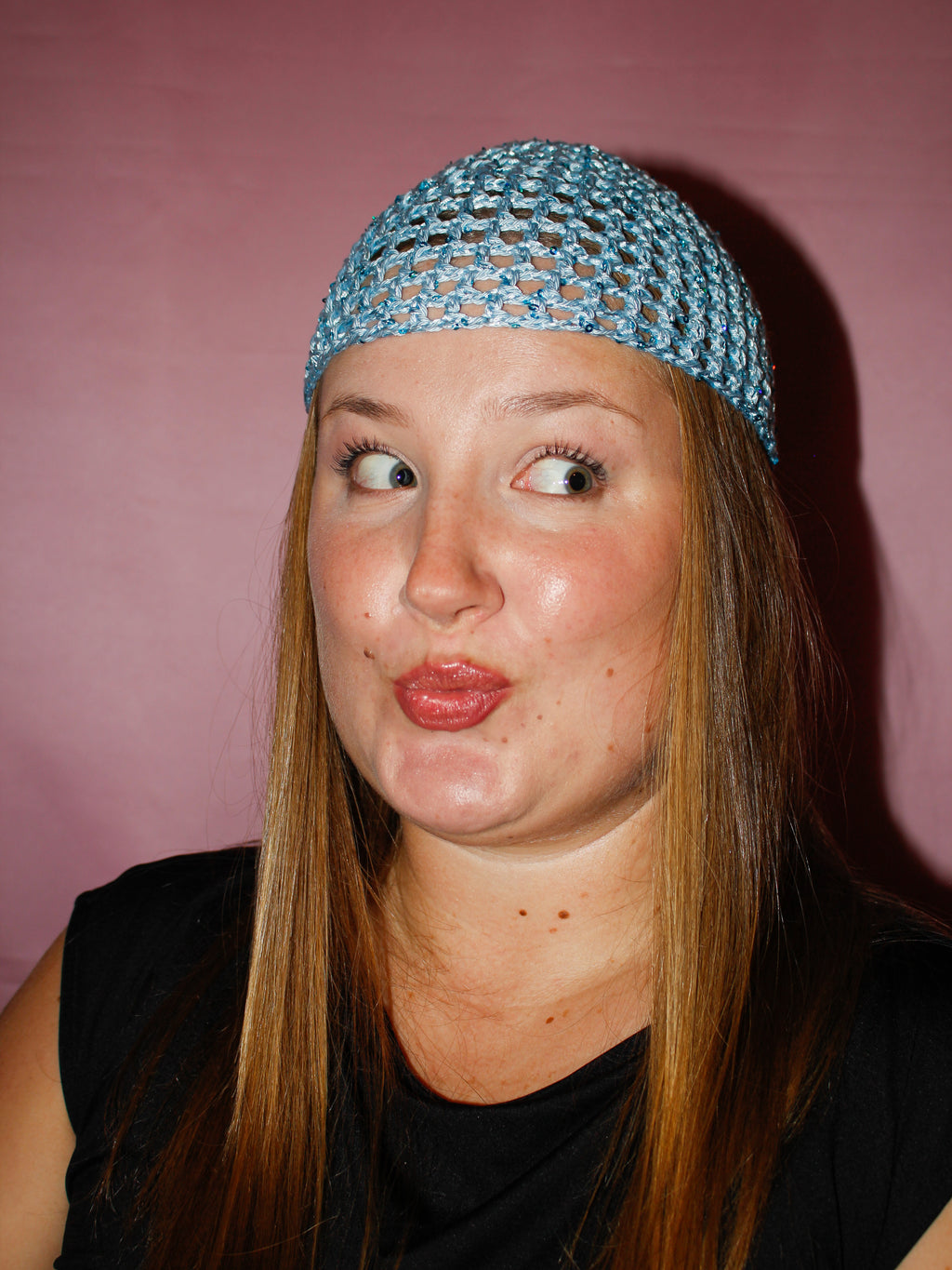 Glitter mesh hat - Ljusblå