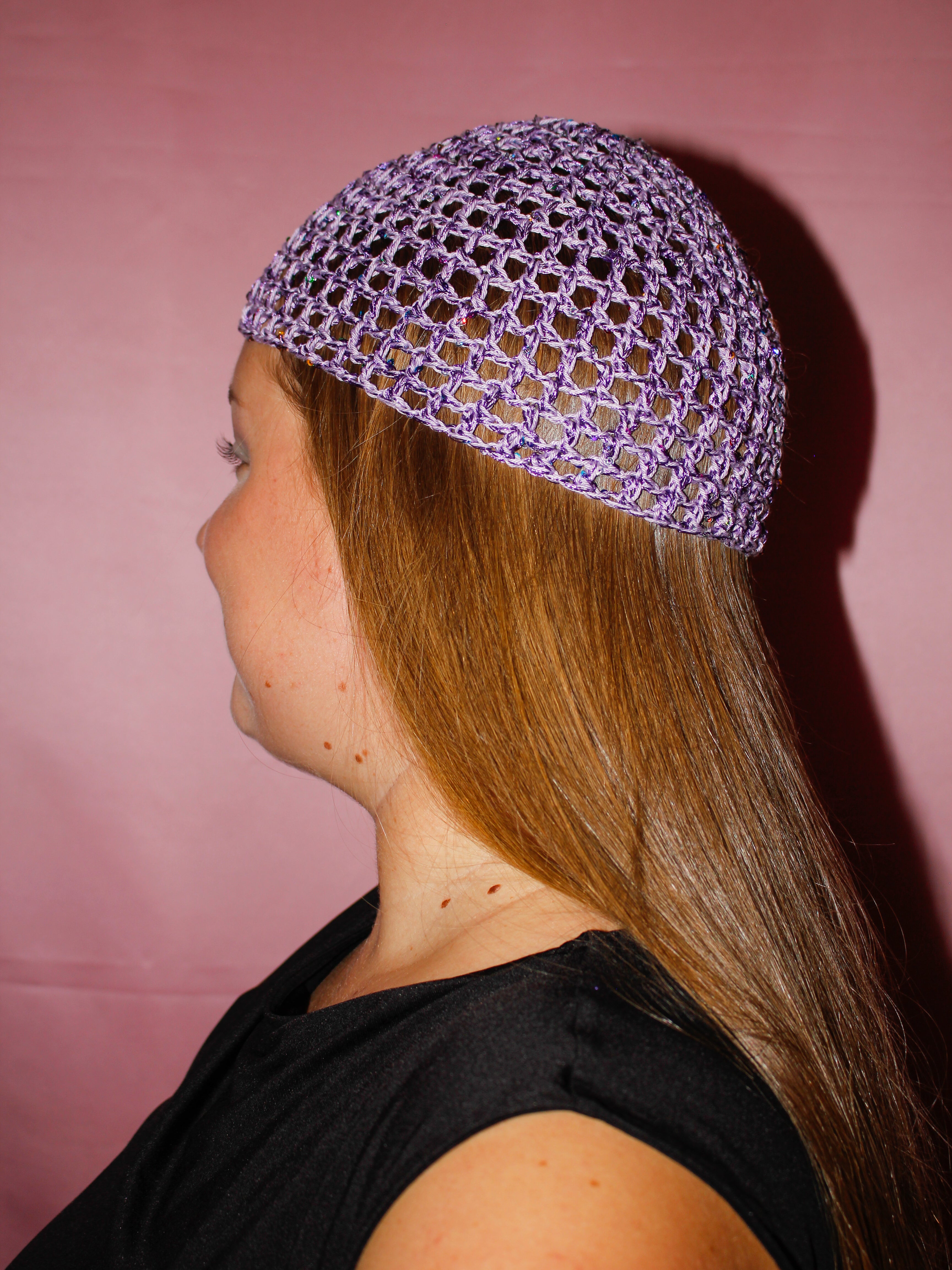 Glitter mesh hat - Lavendel
