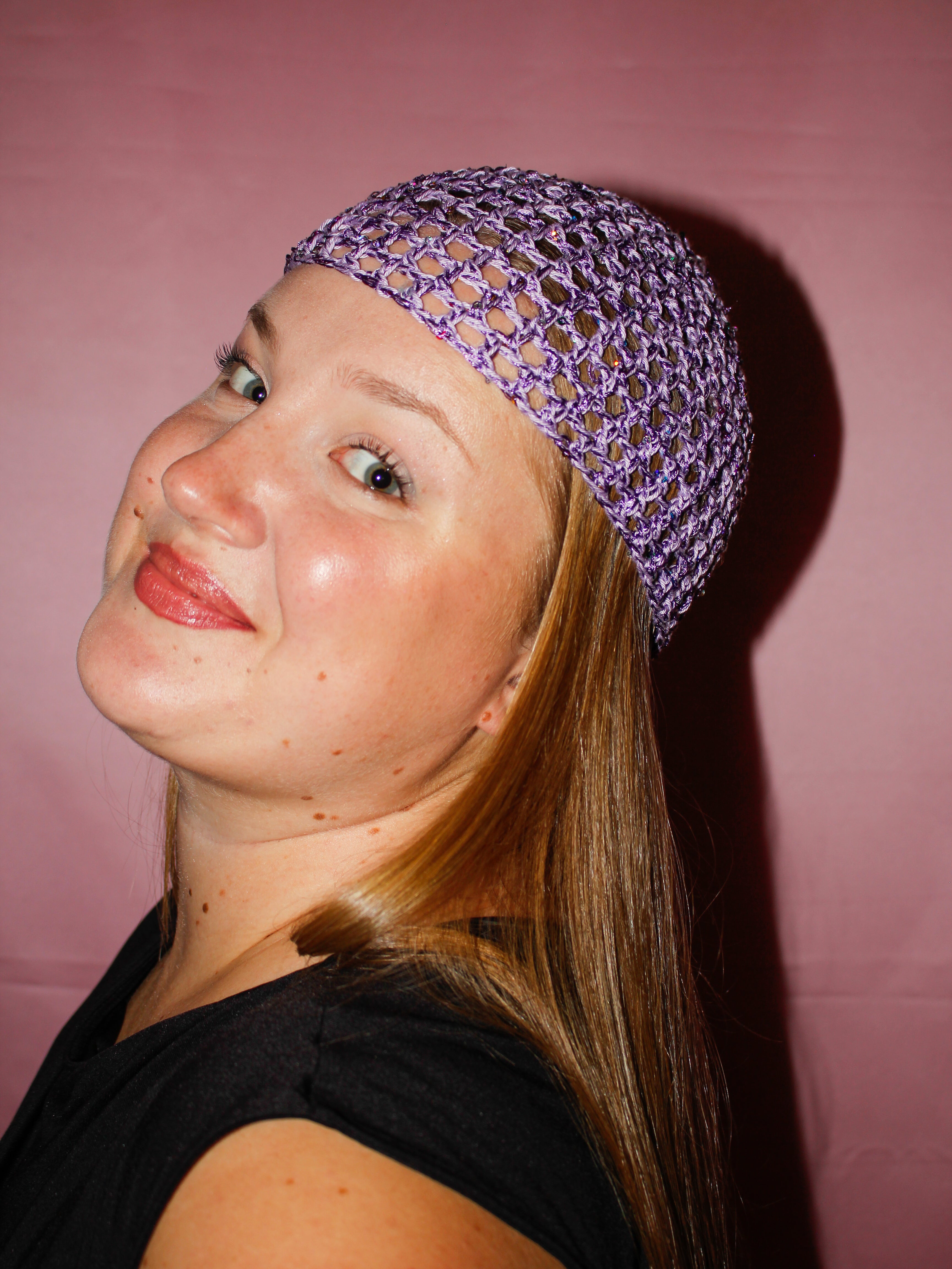 Glitter mesh hat - Lavendel