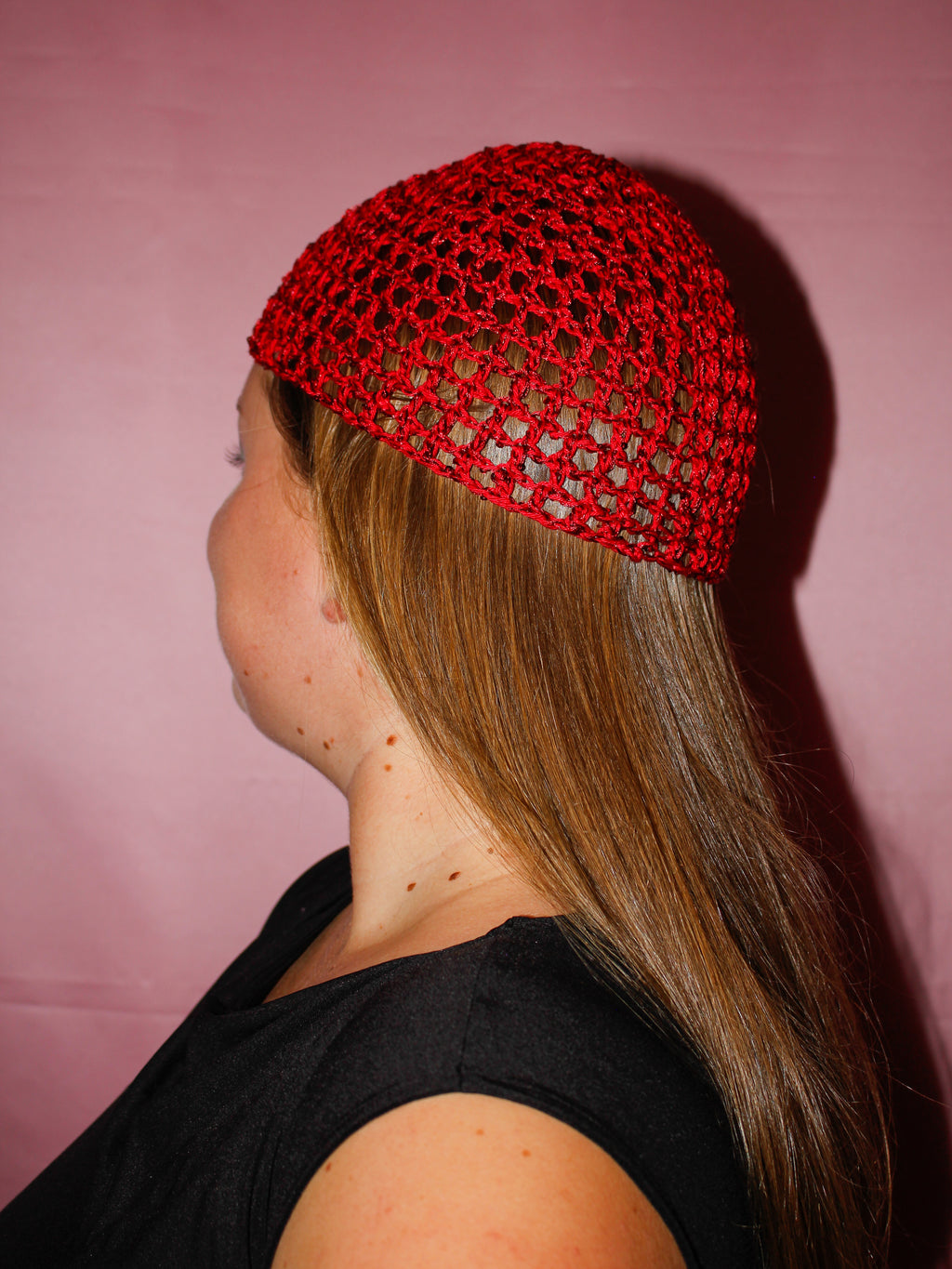 Glitter mesh hat - Röd