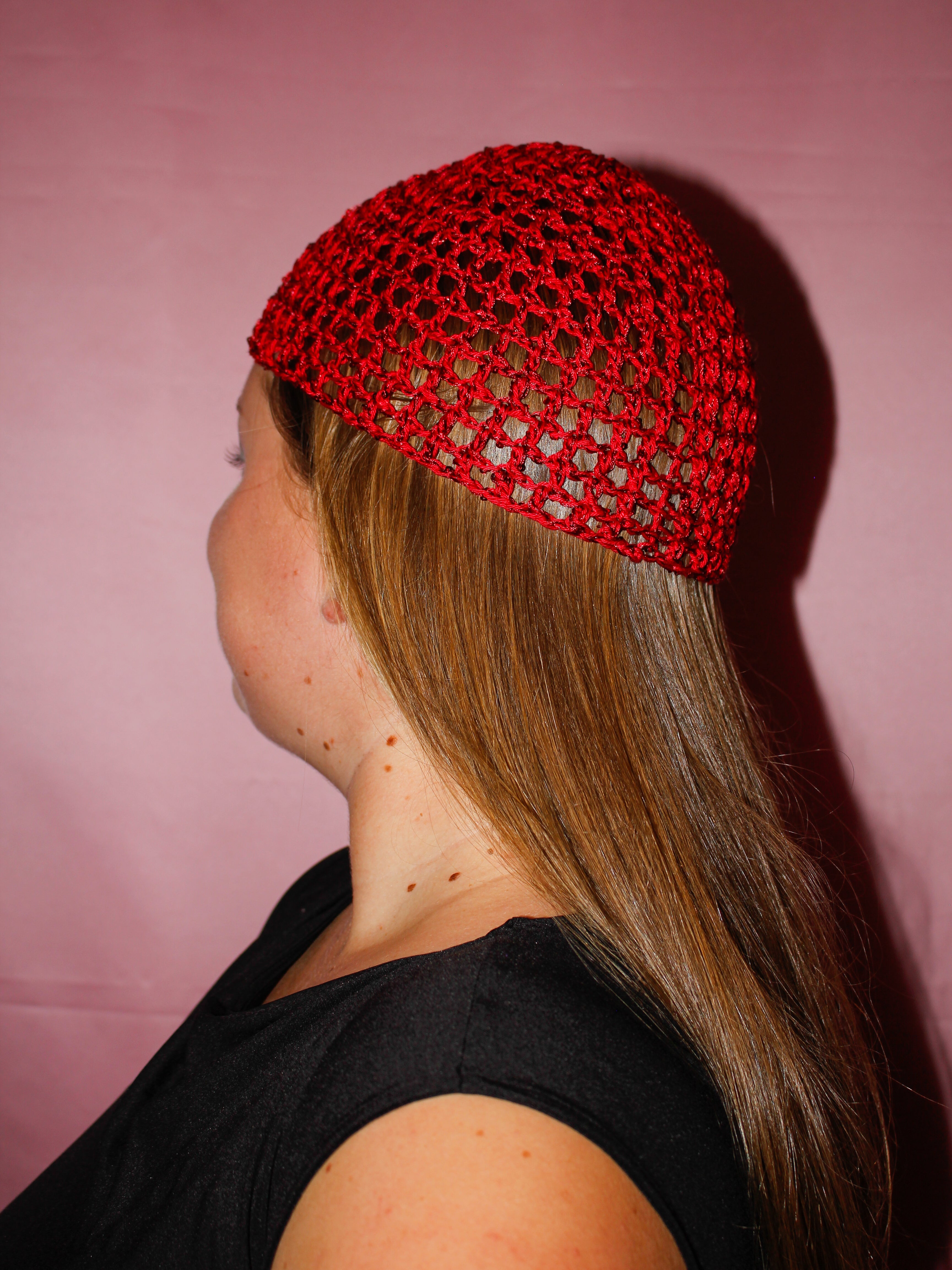 Glitter mesh hat - Röd