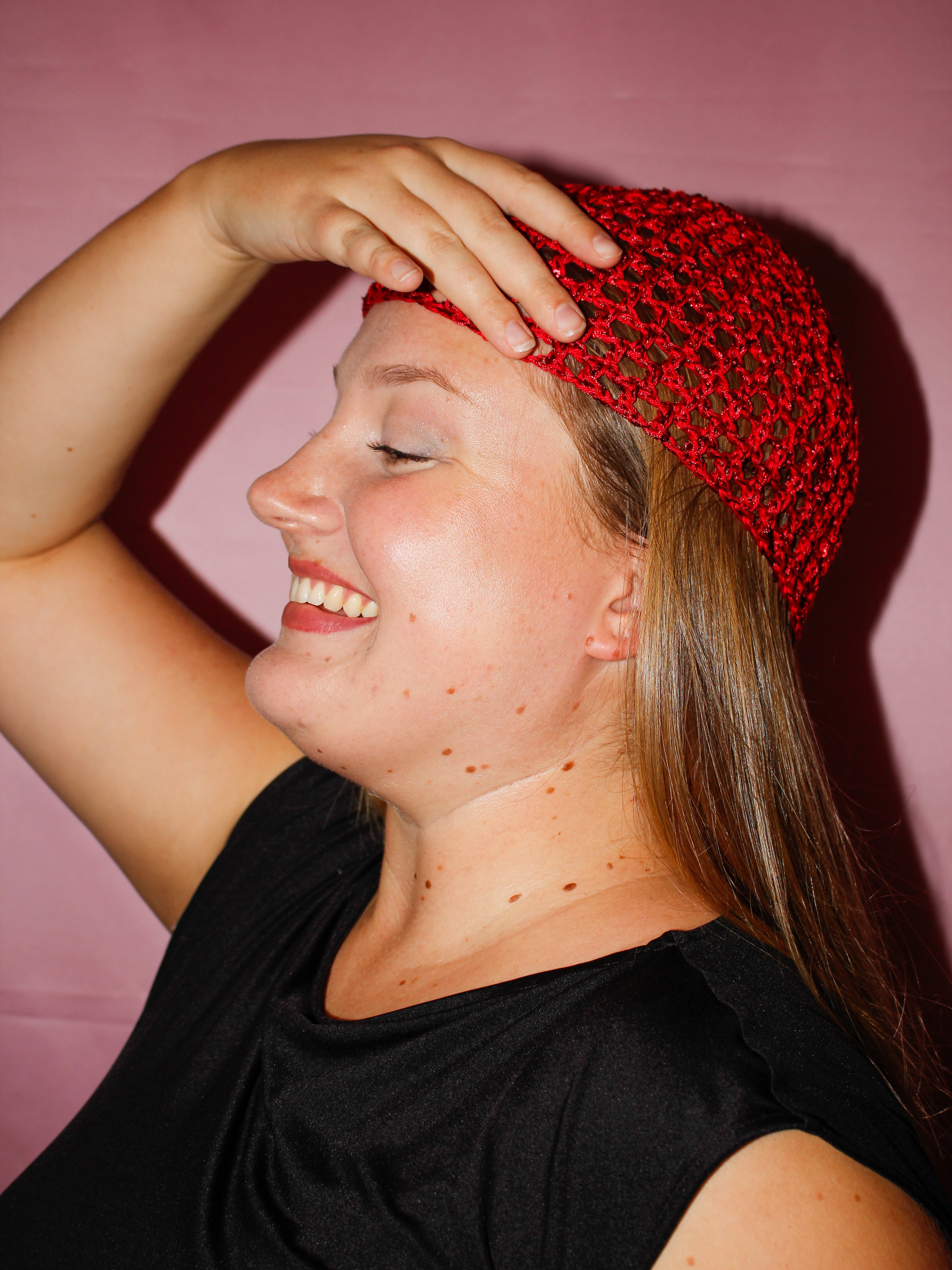 Glitter mesh hat - Röd