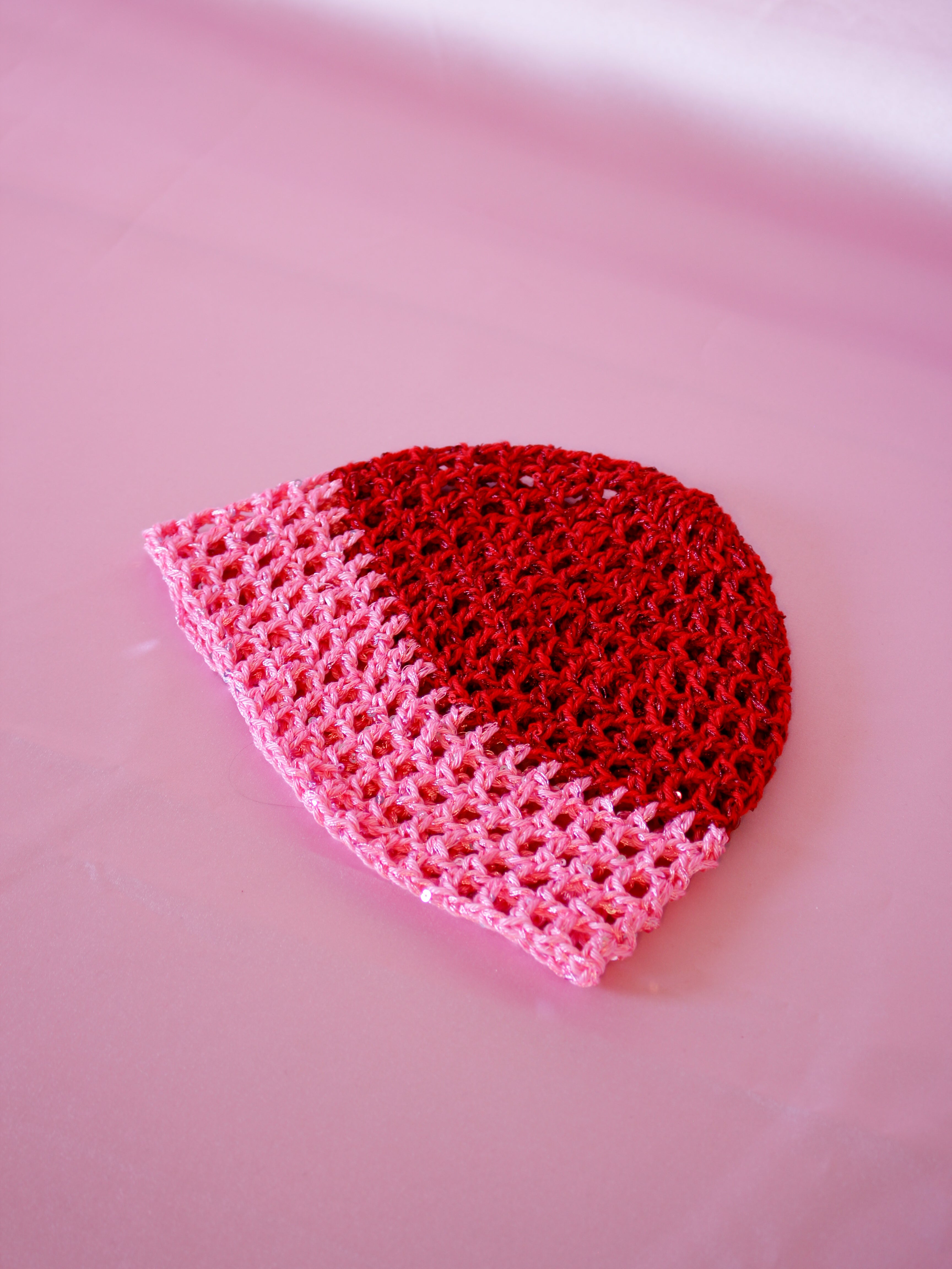 Glitter mesh hat - Röd/rosa