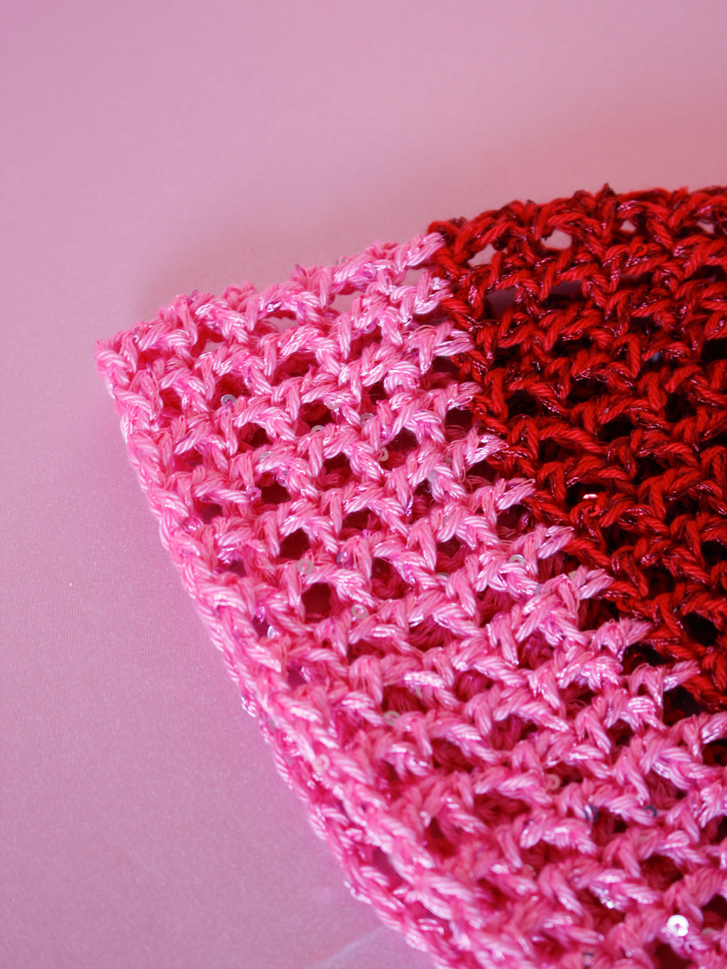 Glitter mesh hat - Röd/rosa