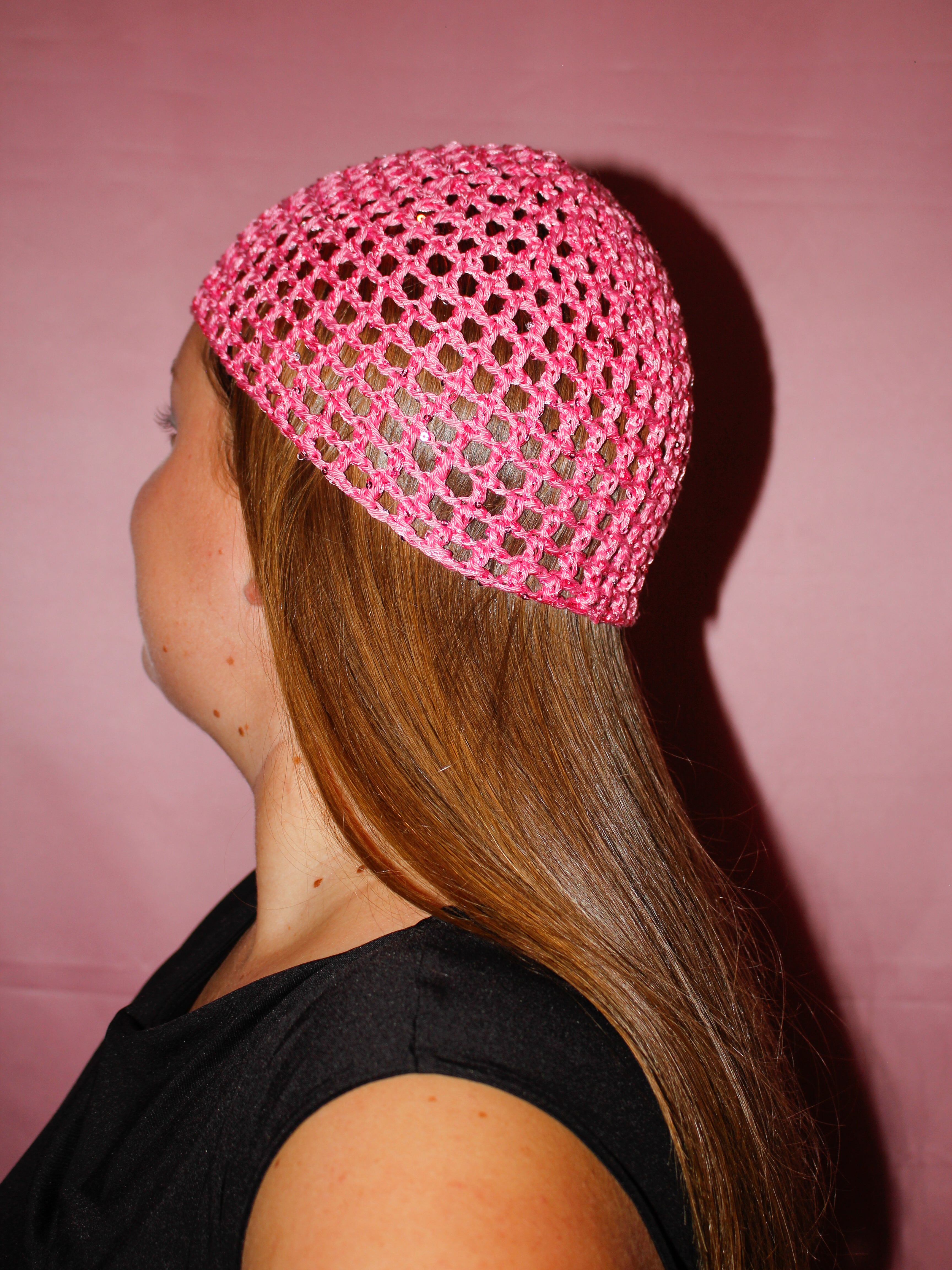 Glitter mesh hat - Rosa