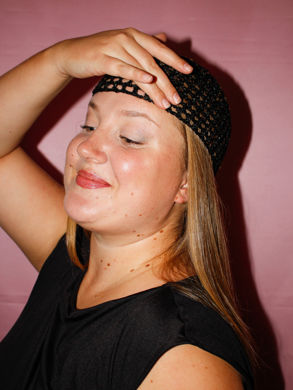 Glitter mesh hat - Svart