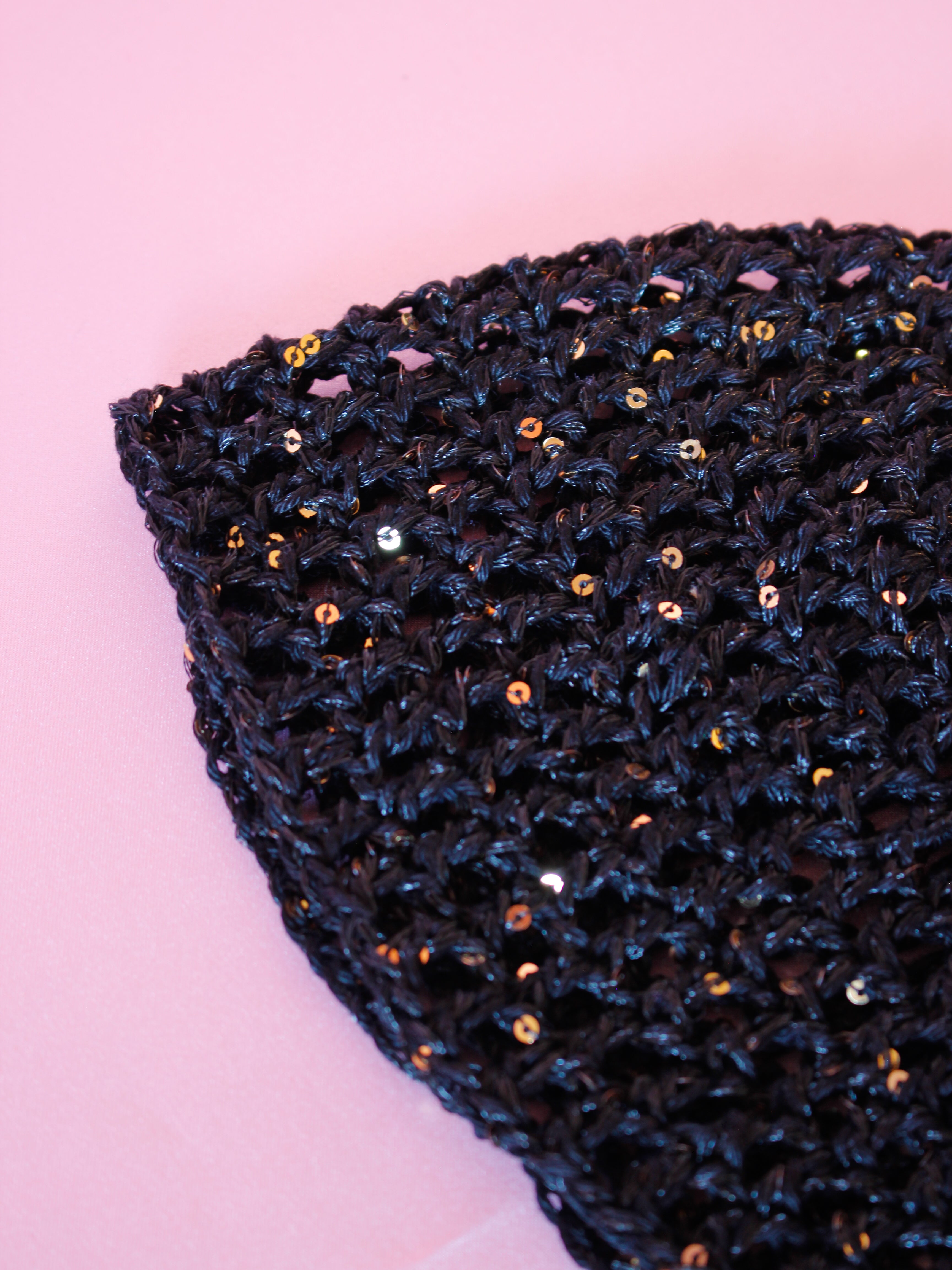 Glitter mesh hat - Svart